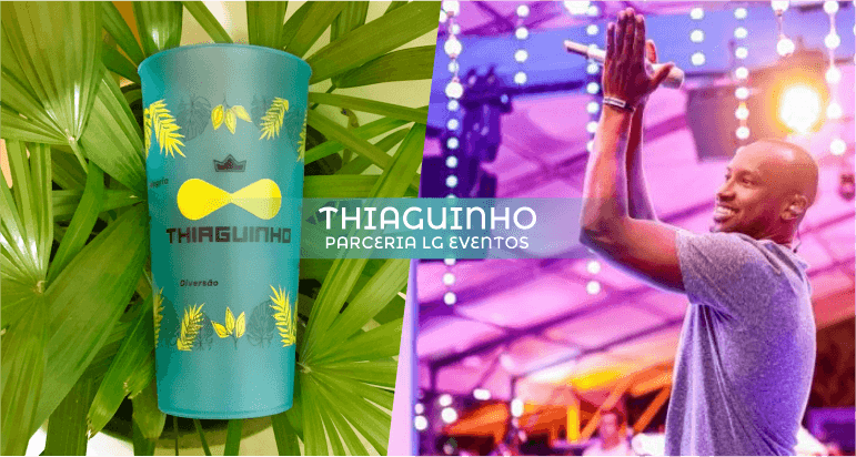Copo estampado do show do Thiaguinho, em parceria com a LG Eventos